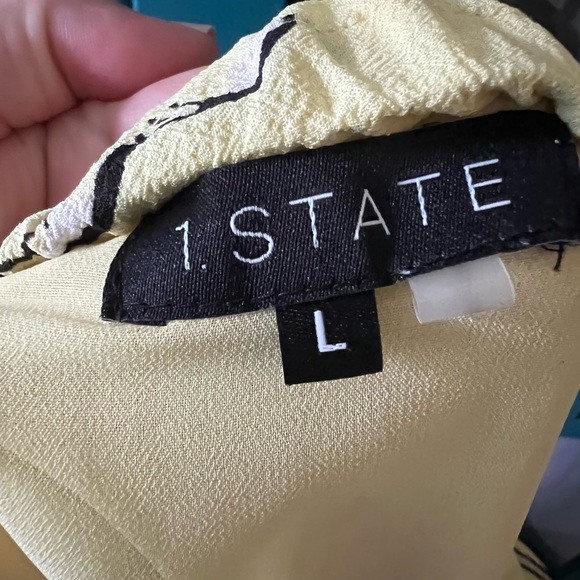 Yellow off shoulder Ruffle Blouse by 1. State Size Large perfect condition - Picture 8 of 9